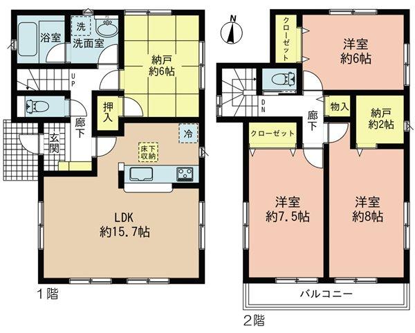Floor plan. (1 Building), Price 24,900,000 yen, 3LDK+S, Land area 122.07 sq m , Building area 100.03 sq m