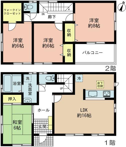 Floor plan. 29,800,000 yen, 4LDK, Land area 147.11 sq m , Building area 105.17 sq m