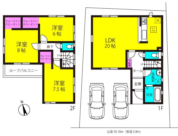Floor plan. 28,300,000 yen, 3LDK, Land area 112.23 sq m , Building area 98.96 sq m