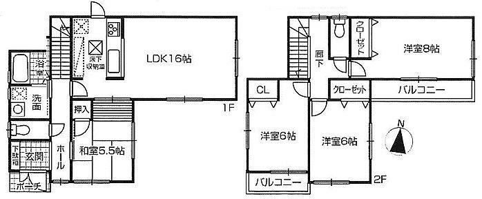 Floor plan. 22,800,000 yen, 4LDK, Land area 145.47 sq m , Building area 97.61 sq m