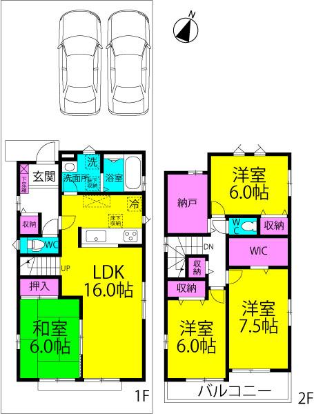 Floor plan. 28,300,000 yen, 4LDK + S (storeroom), Land area 123.28 sq m , Building area 105.57 sq m