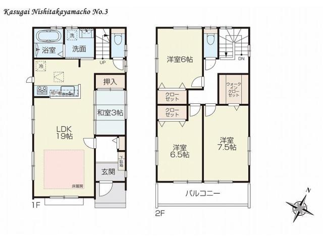 Floor plan. 34,800,000 yen, 4LDK, Land area 113.87 sq m , Building area 100.44 sq m 3 Building floor plan