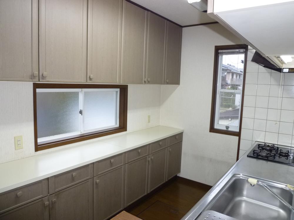 Kitchen. With cupboard of the same color panel