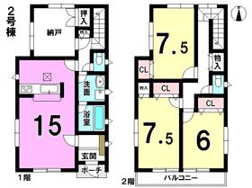 Floor plan. (Building 2), Price 27,900,000 yen, 3LDK+S, Land area 106.98 sq m , Building area 98.01 sq m