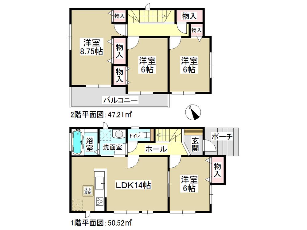 Floor plan. (Building 1), Price 22,800,000 yen, 4LDK, Land area 102.58 sq m , Building area 97.73 sq m
