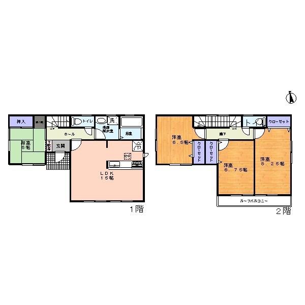 Floor plan. 28.5 million yen, 4LDK, Land area 125.14 sq m , Building area 98.55 sq m