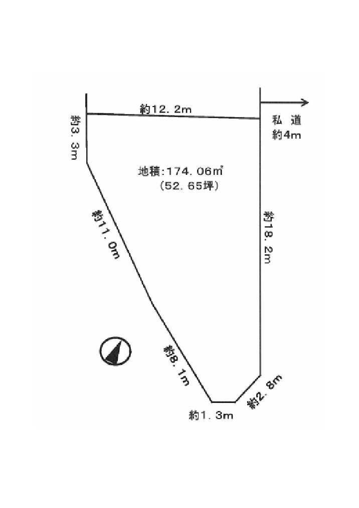 Compartment figure. Land price 4.8 million yen, Land area 174.06 sq m