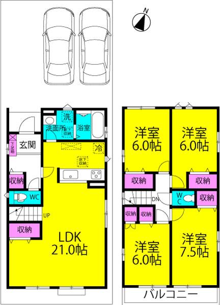Floor plan. 29.5 million yen, 4LDK, Land area 123.28 sq m , Building area 106.82 sq m