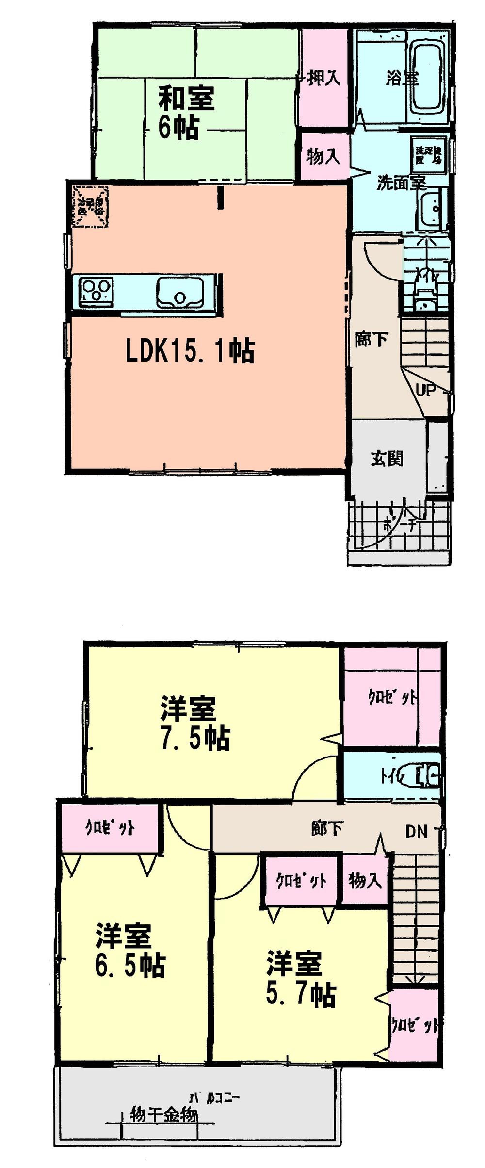 Floor plan. (1 Building), Price 28.8 million yen, 4LDK, Land area 112.89 sq m , Building area 98.67 sq m