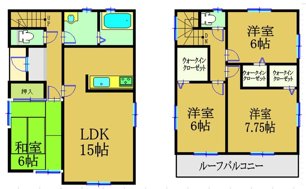 Floor plan. (Building 2), Price 23,900,000 yen, 4LDK, Land area 135.04 sq m , Building area 98.56 sq m