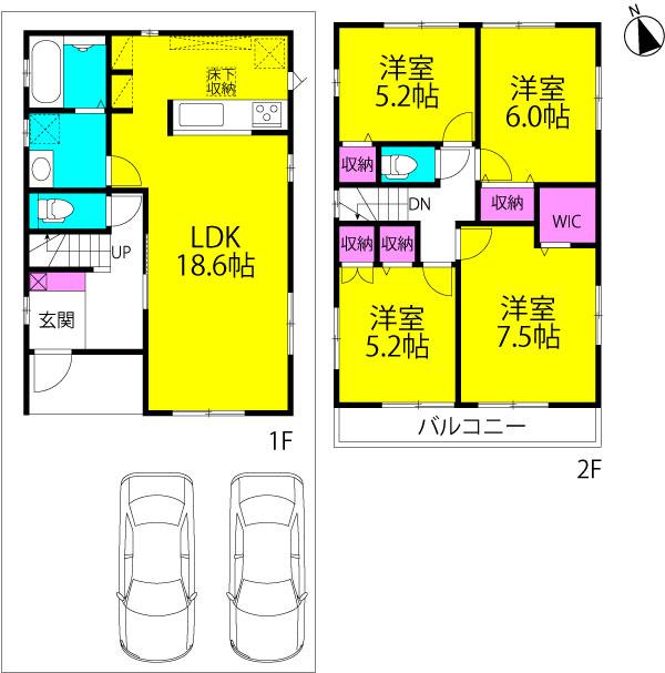 Floor plan. 24,900,000 yen, 4LDK, Land area 107.64 sq m , Building area 98.53 sq m