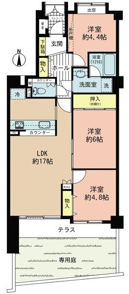 Floor plan. 3LDK, Price 10.8 million yen, Occupied area 72.59 sq m