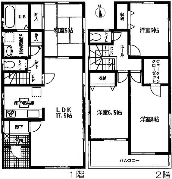 Floor plan. 29,800,000 yen, 4LDK, Land area 121.23 sq m , Building area 106 sq m