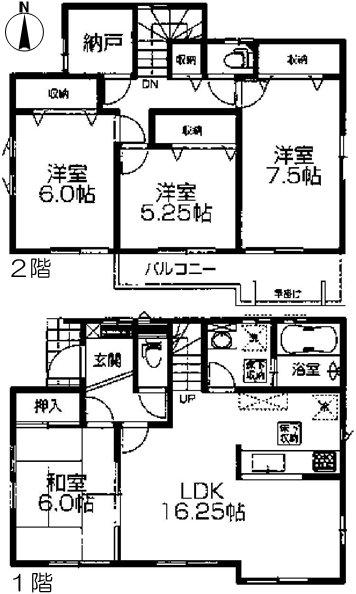 Floor plan. (Building 2), Price 30,900,000 yen, 4LDK+S, Land area 119.22 sq m , Building area 102.26 sq m