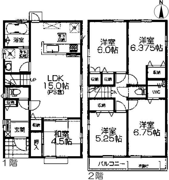 Floor plan. (3 Building), Price 28,900,000 yen, 5LDK, Land area 133.55 sq m , Building area 101.85 sq m