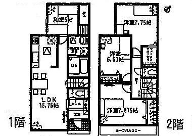 Floor plan. (1 Building), Price 23,900,000 yen, 4LDK, Land area 124 sq m , Building area 97.94 sq m