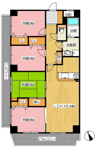 Floor plan. 4LDK, Price 18,800,000 yen, Occupied area 84.94 sq m floor plan