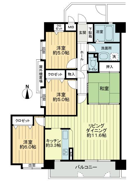 Floor plan. 4LDK, Price 11.9 million yen, Occupied area 81.74 sq m , Balcony area 9.28 sq m