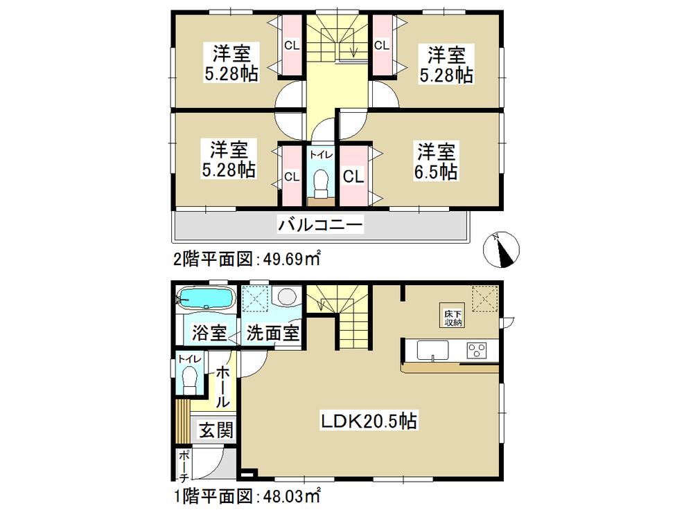 Floor plan. (3 Building), Price 26,800,000 yen, 4LDK, Land area 123.65 sq m , Building area 97.72 sq m