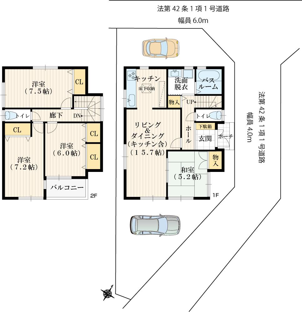 Floor plan. 30,800,000 yen, 4LDK, Land area 109.01 sq m , Building area 98.42 sq m