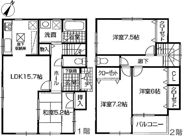 Floor plan. 30,800,000 yen, 4LDK, Land area 109.01 sq m , Building area 98.42 sq m