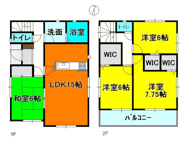 Floor plan. 23,900,000 yen, 4LDK, Land area 135.04 sq m , Building area 98.56 sq m floor plan