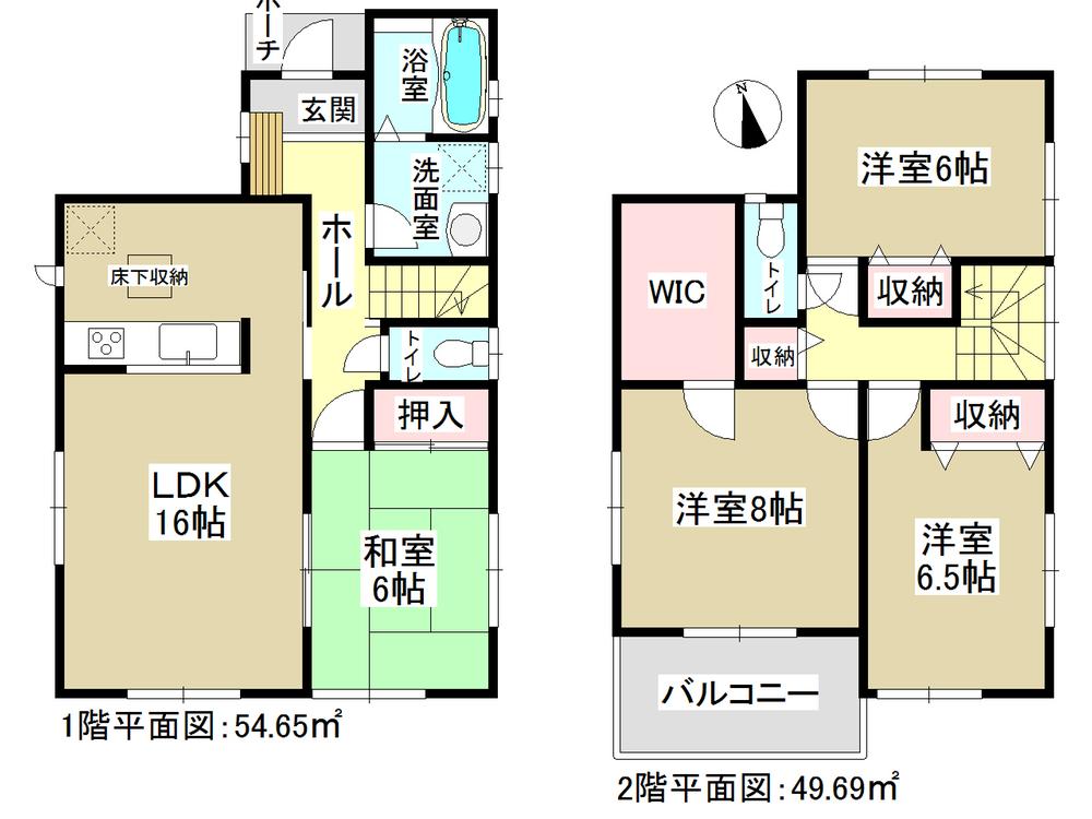 Floor plan. (1 Building), Price 24,800,000 yen, 4LDK, Land area 131.92 sq m , Building area 104.34 sq m