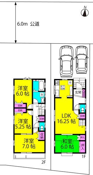 Floor plan. 22,900,000 yen, 4LDK, Land area 108.04 sq m , Building area 96.88 sq m