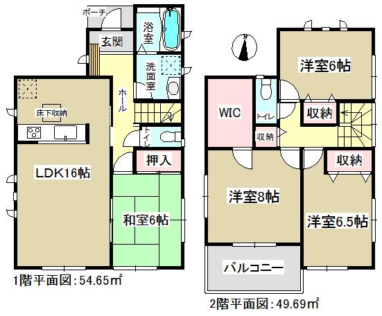 Floor plan. (1 Building), Price 35,800,000 yen, 4LDK, Land area 170.35 sq m , Building area 104.34 sq m