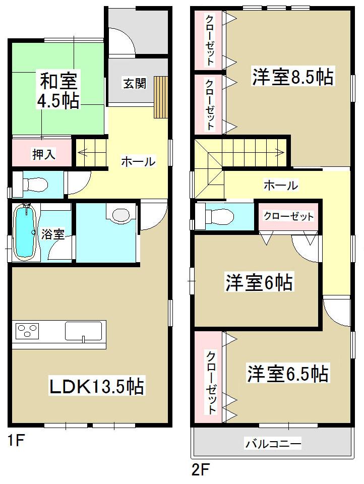 Floor plan. (1 Building), Price 23.8 million yen, 4LDK, Land area 101.39 sq m , Building area 105.17 sq m