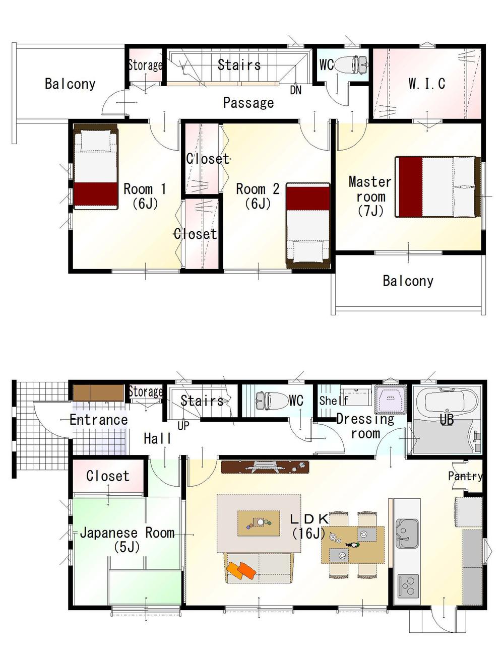 Floor plan. 34,800,000 yen, 4LDK + S (storeroom), Land area 160.04 sq m , It faces a building area 102.87 sq m all Shitsuminami, It has taken to spread the balcony. 