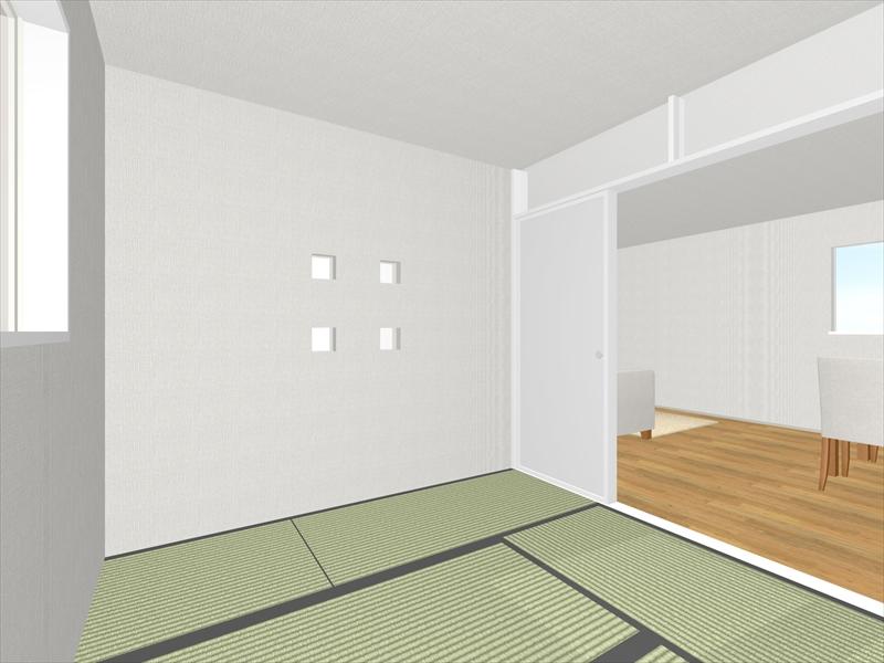 Rendering (introspection). Japanese-style room adjacent to the C building Japanese-style image living next to you can use it to, such as nap space and housework space of the wife of children.