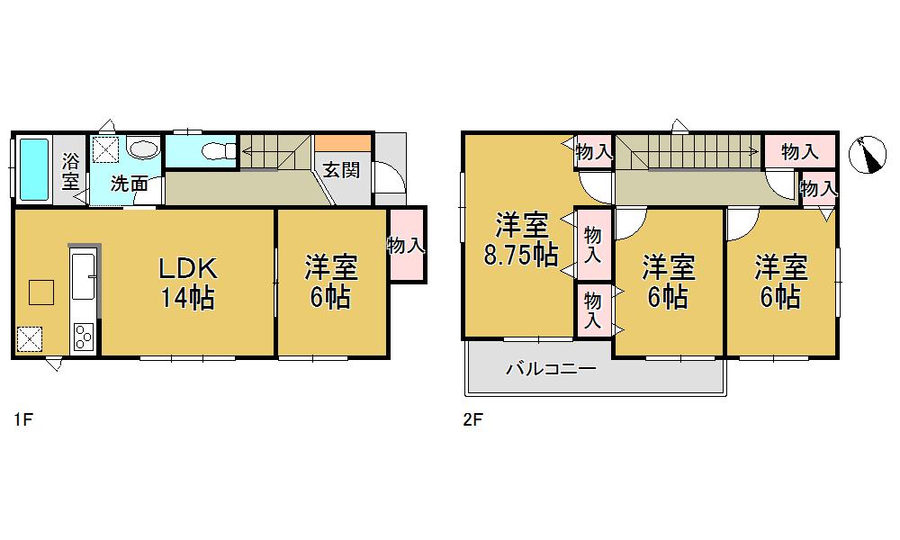 Floor plan. Price 22,800,000 yen, 4LDK, Land area 102.58 sq m , Building area 97.73 sq m