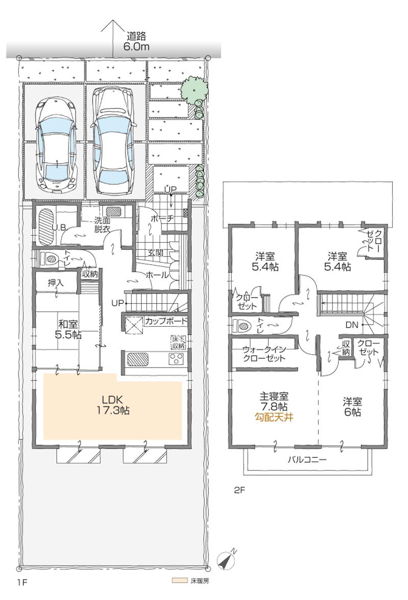 Floor plan. (E Building), Price 39,800,000 yen, 5LDK+S, Land area 163.41 sq m , Building area 119.01 sq m