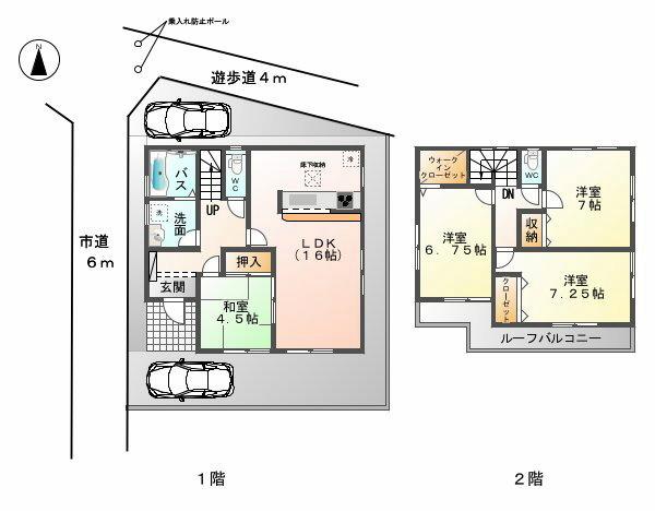 Floor plan. (1 Building), Price 26,800,000 yen, 4LDK, Land area 121.54 sq m , Building area 99.79 sq m