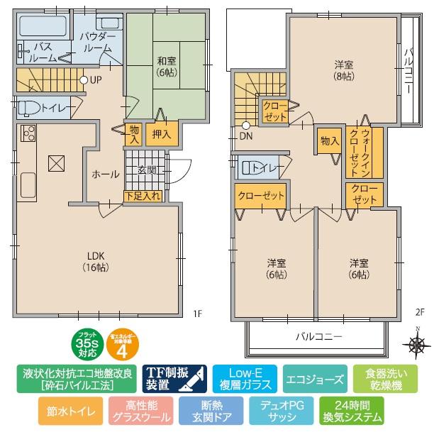 Floor plan. (A Building), Price 35,800,000 yen, 4LDK, Land area 118.32 sq m , Building area 107.24 sq m