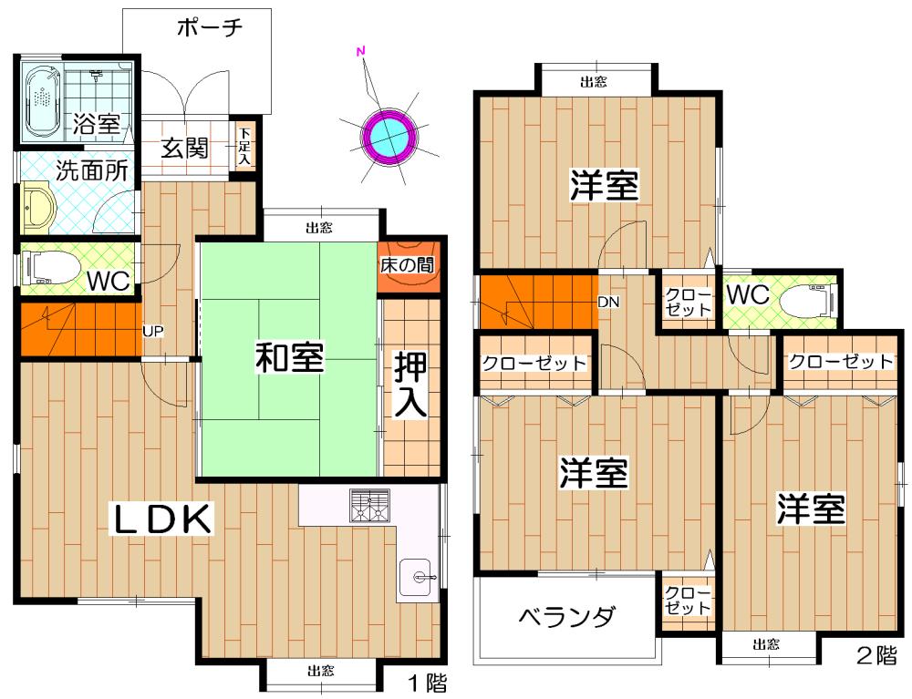 Floor plan. 21,800,000 yen, 4LDK, Land area 91.8 sq m , Building area 86.67 sq m
