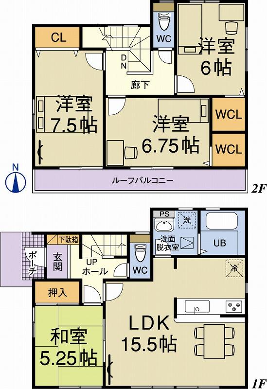 Floor plan. Price 22.5 million yen, 4LDK, Land area 161.56 sq m , Building area 98.96 sq m