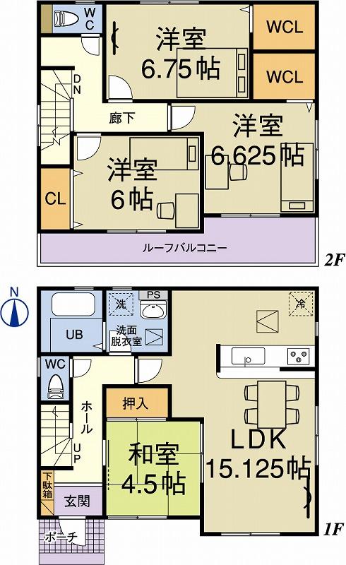 Floor plan. Price 22.5 million yen, 4LDK, Land area 164.26 sq m , Building area 98.56 sq m