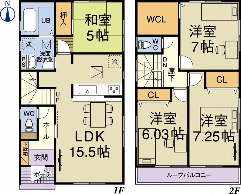 Floor plan. Price 24,800,000 yen, 4LDK, Land area 125.19 sq m , Building area 97.73 sq m