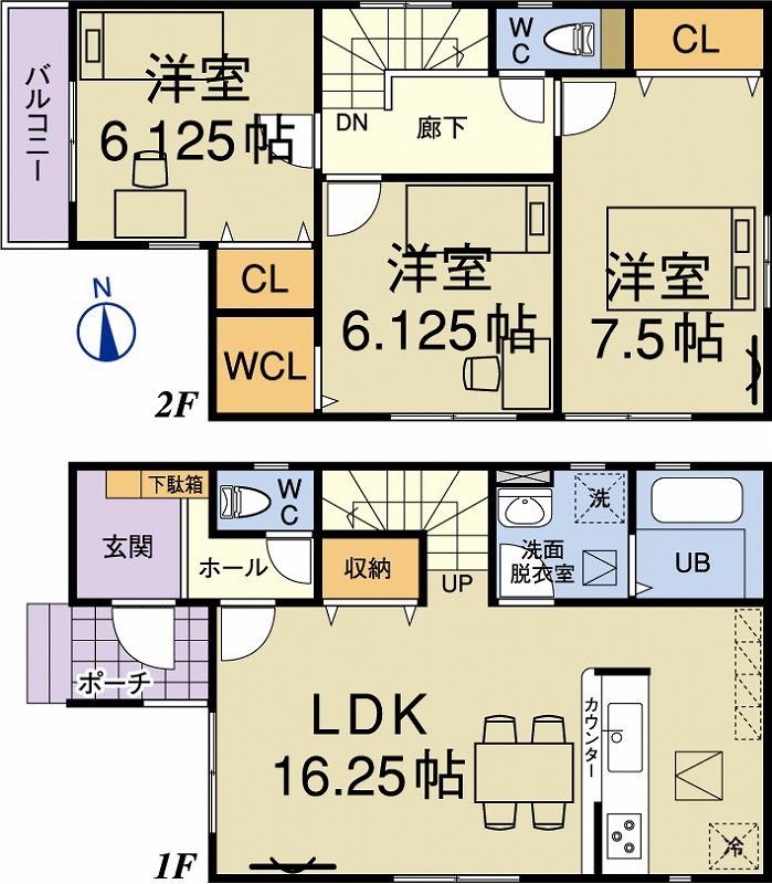 Floor plan. 24,900,000 yen, 3LDK, Land area 105.22 sq m , Building area 86.62 sq m