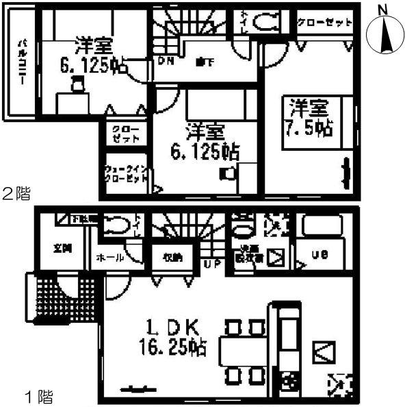 Floor plan. (3 Building), Price 24,900,000 yen, 3LDK, Land area 105.22 sq m , Building area 88.62 sq m