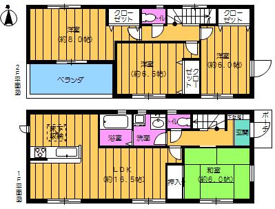 Floor plan. (Building 2), Price 29,300,000 yen, 4LDK, Land area 174.99 sq m , Building area 99.38 sq m