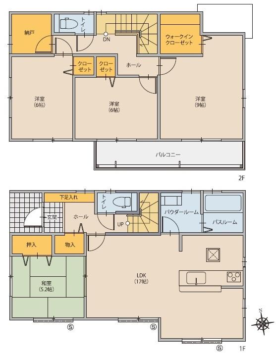 Floor plan. (C House), Price 35,800,000 yen, 4LDK+S, Land area 126.66 sq m , Building area 108.81 sq m