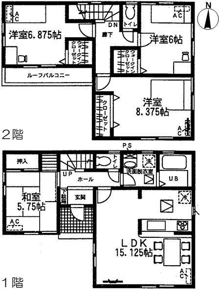 Floor plan. (4 Building), Price 24,800,000 yen, 4LDK, Land area 123.64 sq m , Building area 98.97 sq m