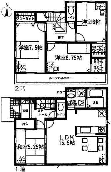 Floor plan. (5 Building), Price 21.3 million yen, 4LDK, Land area 141.66 sq m , Building area 98.96 sq m