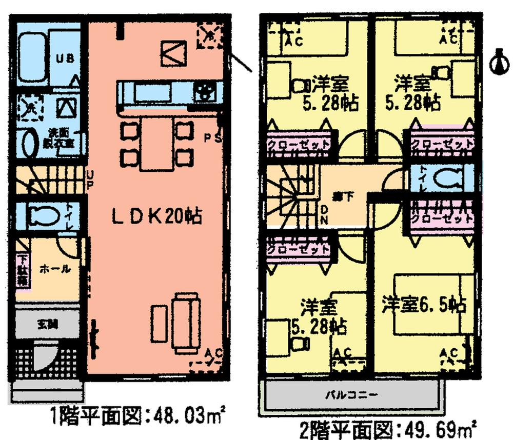 Floor plan. (1 Building), Price 29,300,000 yen, 4LDK, Land area 120 sq m , Building area 97.72 sq m