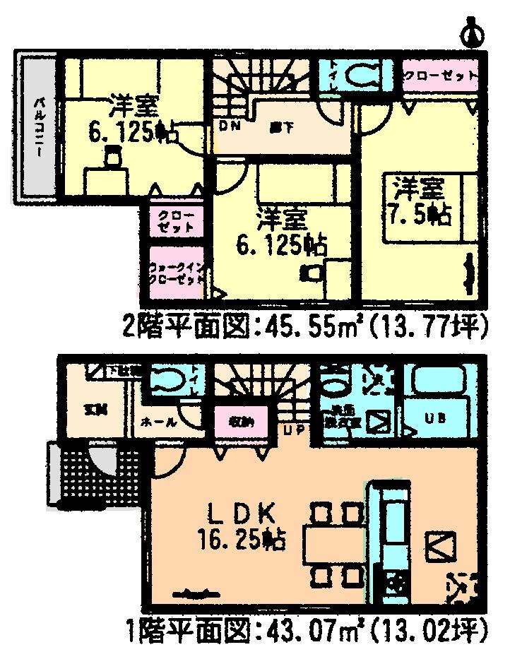 Floor plan. (3 Building), Price 24,900,000 yen, 3LDK, Land area 105.22 sq m , Building area 88.62 sq m