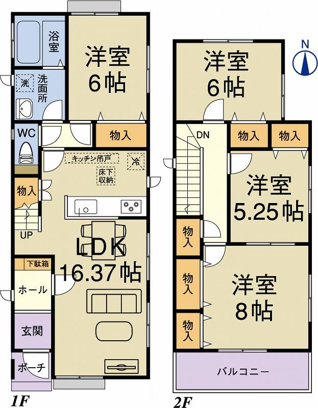 Floor plan. 29,800,000 yen, 4LDK, Land area 125.29 sq m , Building area 99.8 sq m