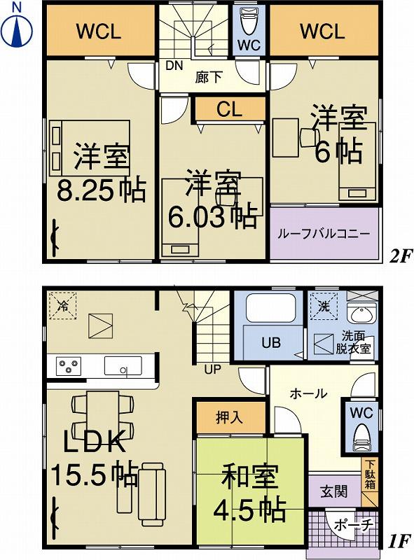 Floor plan. 27.3 million yen, 4LDK, Land area 142.7 sq m , Building area 98.97 sq m